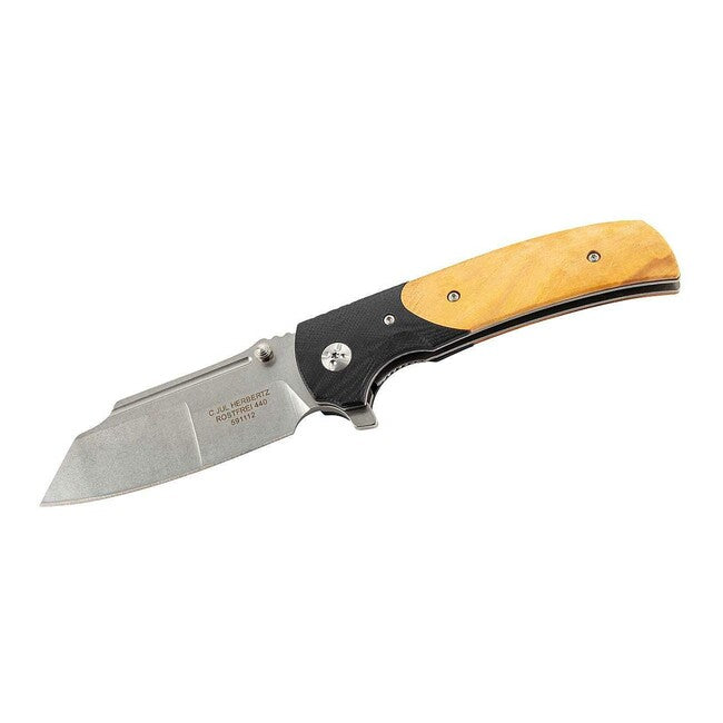 Herbertz enoročni žepni nož 9cm, G10, les Eunymus, črna