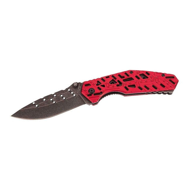 Herbertz žepni nož enoročni 9cm, aluminijast, rdeč, Stonewash