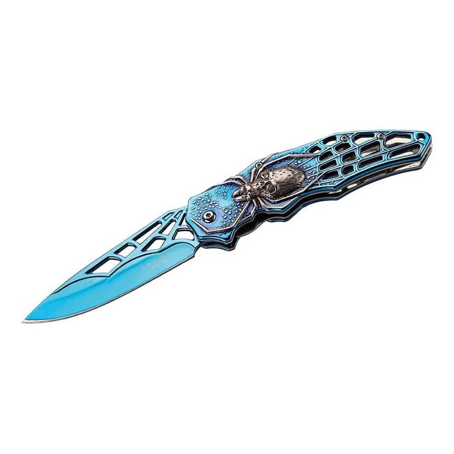Herbertz enoročni žepni nož 9cm nerjaveče jeklo, modra, 3D pajek