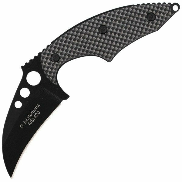 Herbertz Carambit nož za okoli vratu aluminijast videz, črno-siva, 6cm