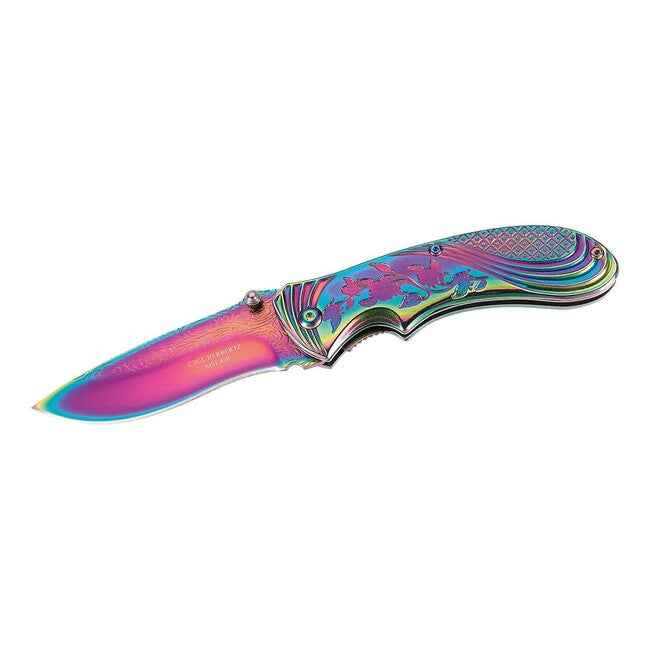 Herbertz Rainbow enoročni žepni nož iz nerjavečega jekla s titanskim zamazom, mavričen, 8cm