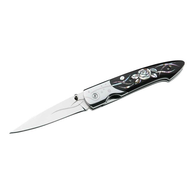 Herbertz žepni nož, črna, Micarta, cvetličnih motivov, 7,8 cm