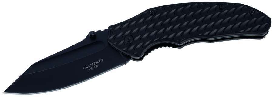 Herbertz Pocket Knife 9.5cm, All-Black, Aluminum
