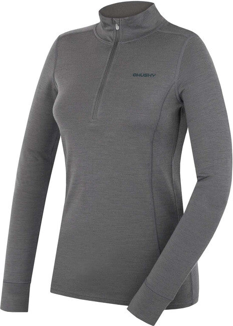 HUSKY Aron ženski merino pulover Zip, dk. grey green