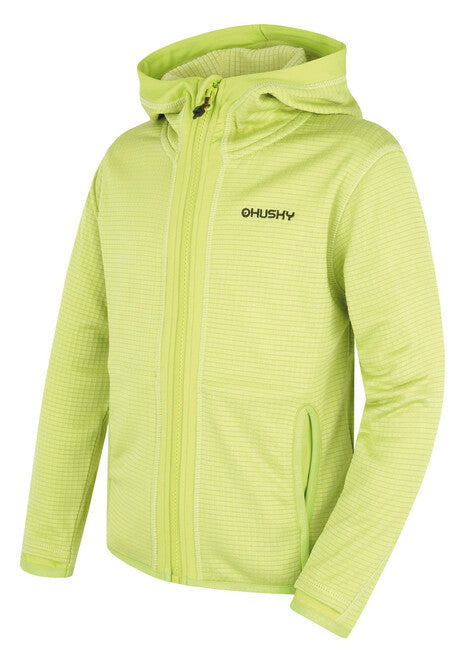 HUSKY Artic zadrga pulover s kapuco, otroški, svetlo zelena / temno khaki