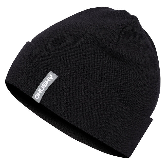 HUSKY Merhat 1 moška merino kapa, črna