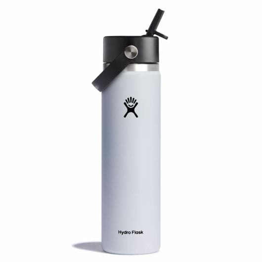 Hydro Flask Wide Mouth Thermos Bottle 24 OZ Flex Straw Cap 710 ml, White