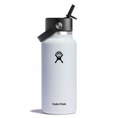 Hydro Flask Wide Mouth termo steklenica s šprico Flex Straw Cap 946 ml Široka 32 OZ, bela