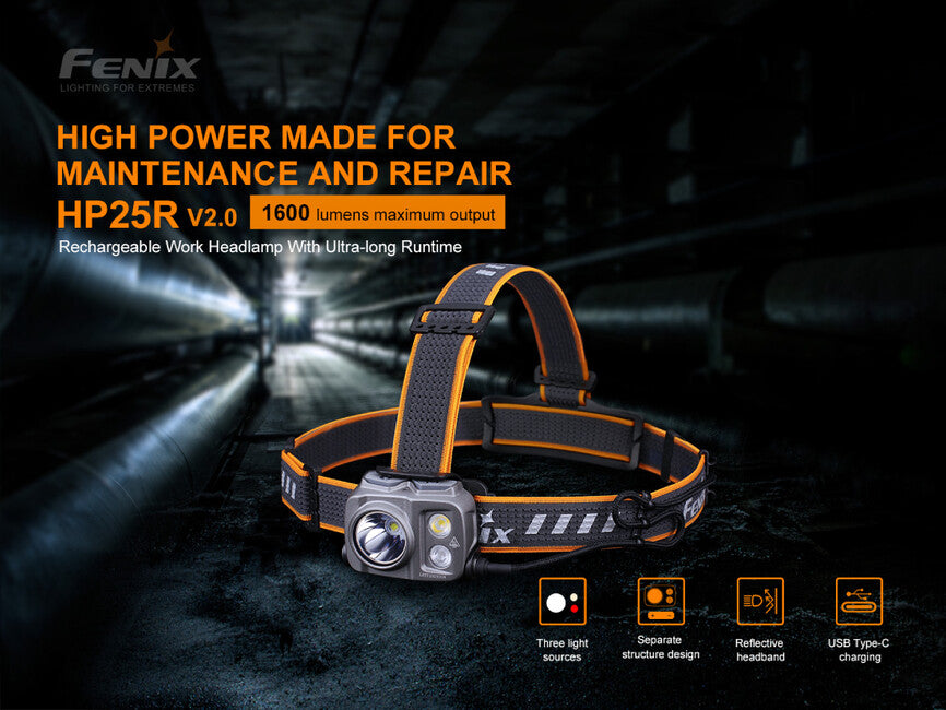 Fenix HP25R V2.0 naglavna svetilka, napolnljiva