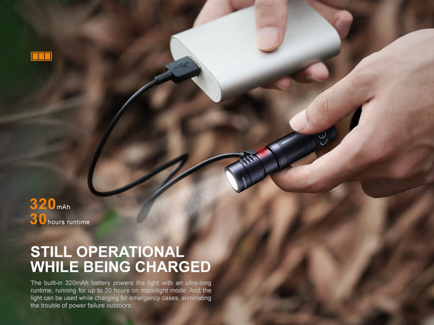 Fenix E05R Rechargeable Mini Flashlight, Black