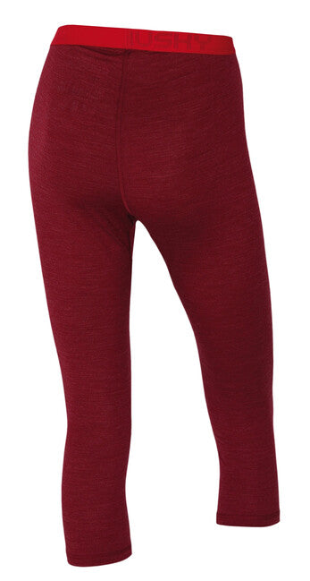HUSKY Merino women's thermal underwear 3/4 trousers, dark brick
