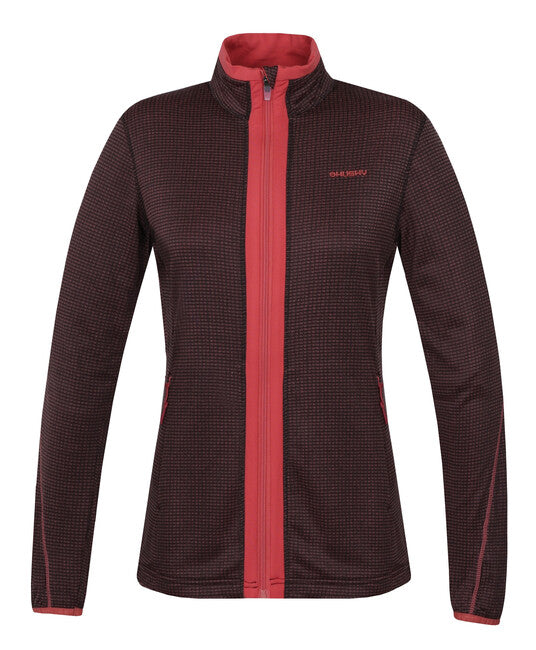 HUSKY Artic Zip ženski pulover z zadrgo, temno siva/vinsko rdeča