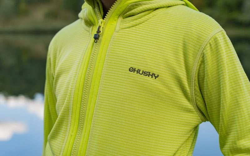 HUSKY Artic zadrga pulover s kapuco, otroški, svetlo zelena / temno khaki