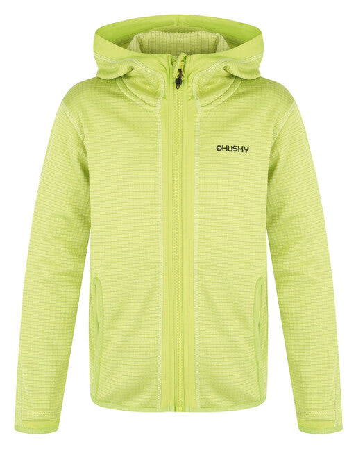 HUSKY Artic zadrga pulover s kapuco, otroški, svetlo zelena / temno khaki