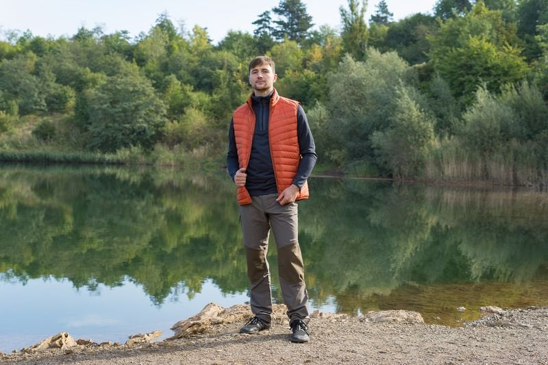 HUSKY Dresles Men's Down Vest, Dark Grey Green