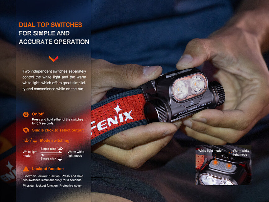 Fenix HM65R-T V2.0 Rechargeable Headlamp, Red