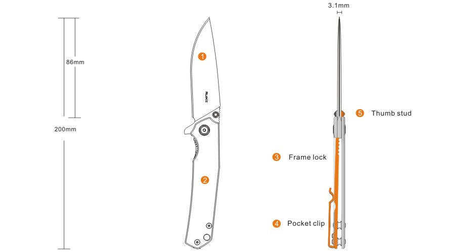 Ruike Folding Knife P801-SF, Silver