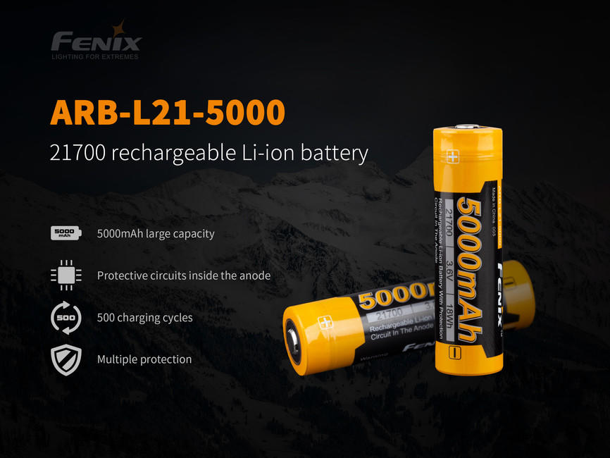 Fenix 21700 nabíjateľná batéria Li-Ion, 5000 mAh