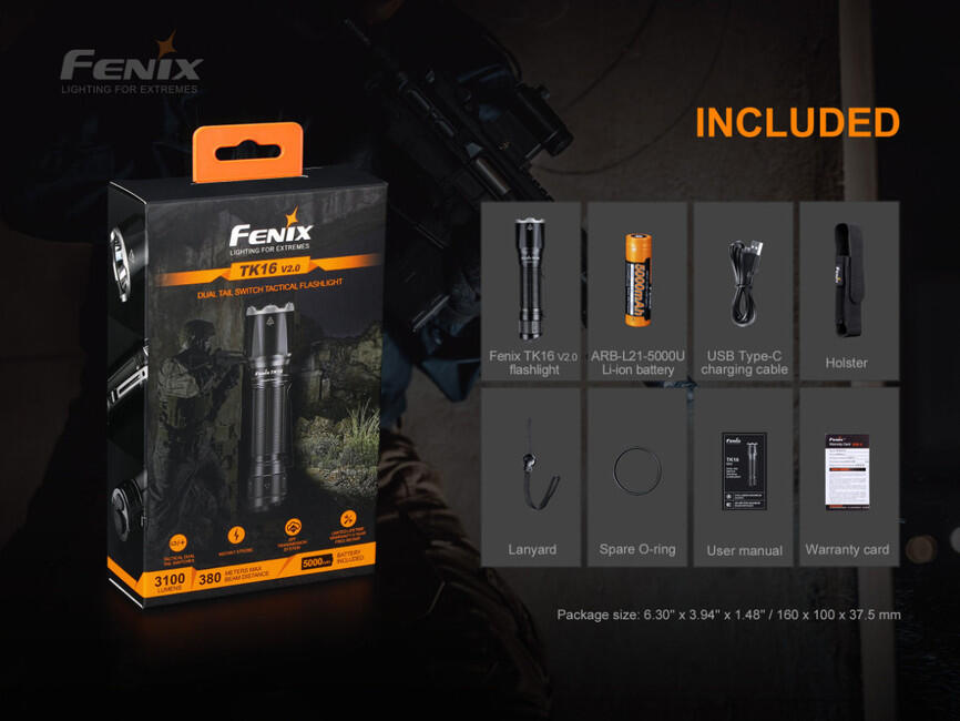 Fenix TK16 V2.0 svetilka, črna