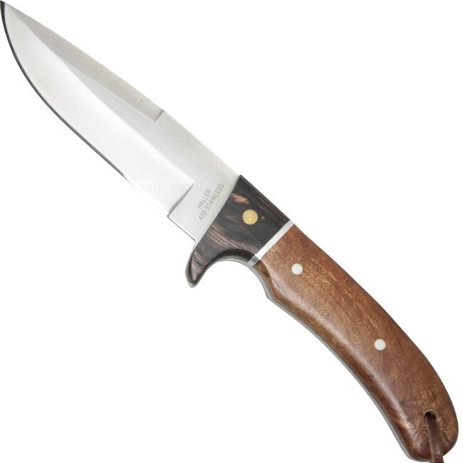 Haller Jagd nož s fiksnim rezilom 110 mm, Wurzelholz, Lederscheide