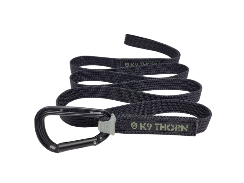 K9 Thorn Leash with Petz Carabiner, Black, XL