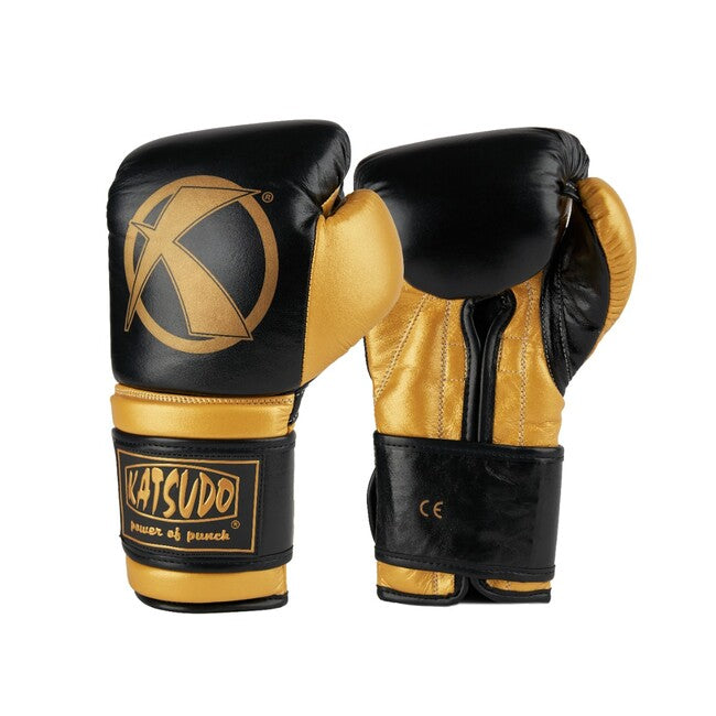 Katsudo Fight Boxing Gloves, Black/Gold
