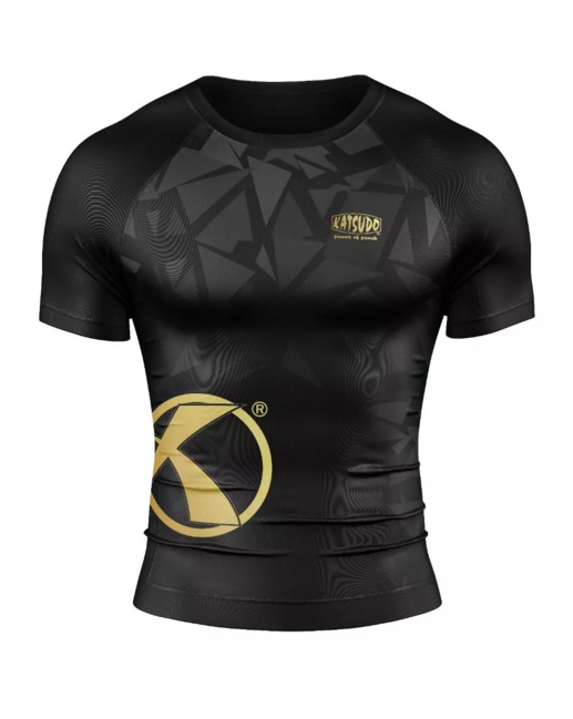 Katsudo Virago rash guard s kratkim rokavom, črno-zlat