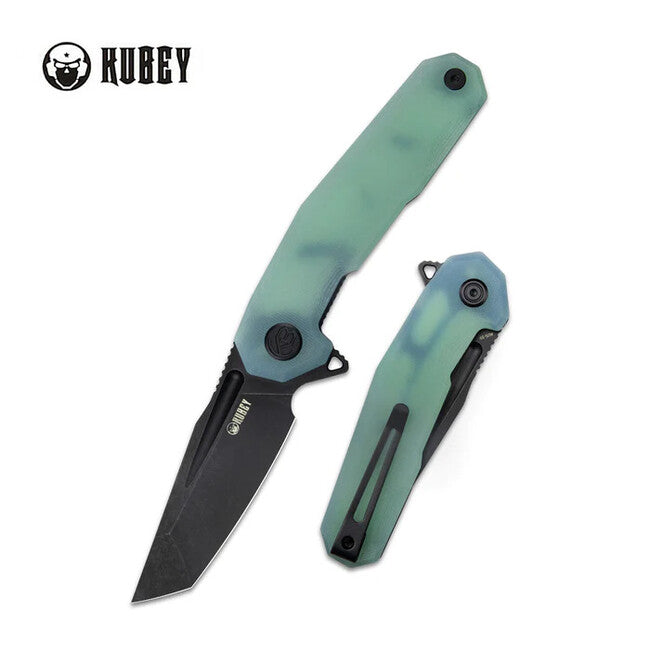 KUBEY Carve preklopni nož jeklo AUS 10, Nefrit