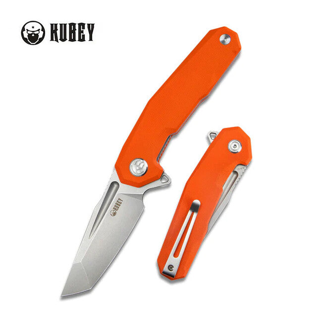 KUBEY Carve preklopni nož jeklo AUS 10, oranžen