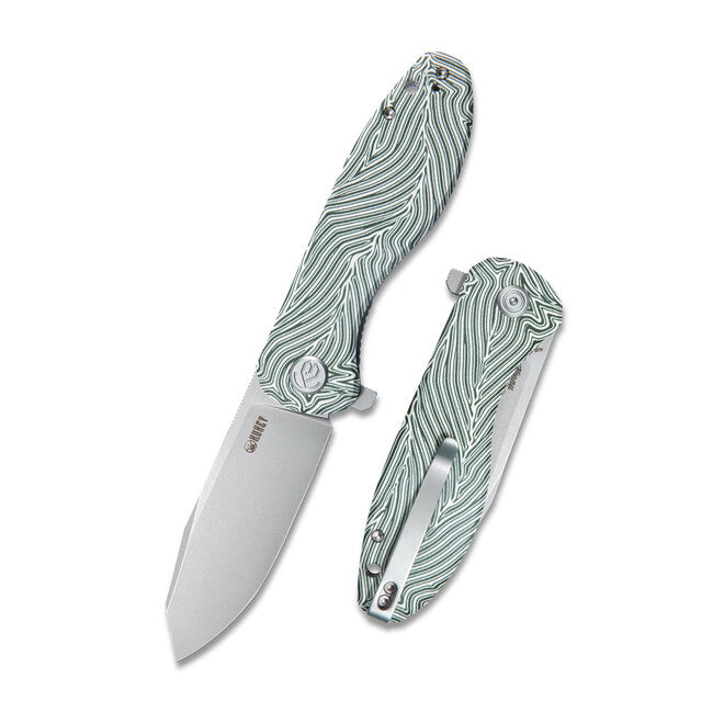 KUBEY Master Chief preklopni nož Damasc. G10, Green & White