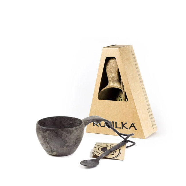 Kupilka lonček s žličko, 210 ml, črn