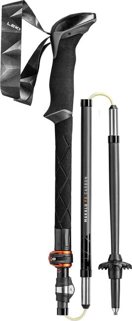 LEKI Makalu FX Carbon trekingove palice, črno-oranžno-naravna ogljikova, 110 - 130 cm