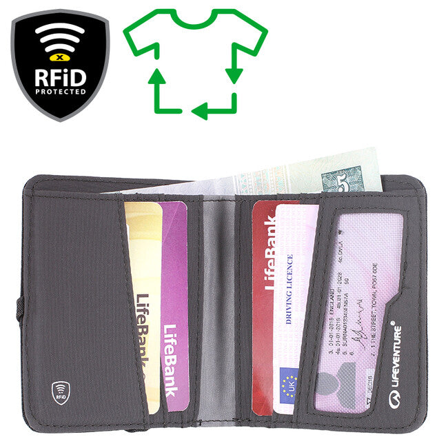 Lifeventure RFiD Compact Wallet denarnica Recycled, siva