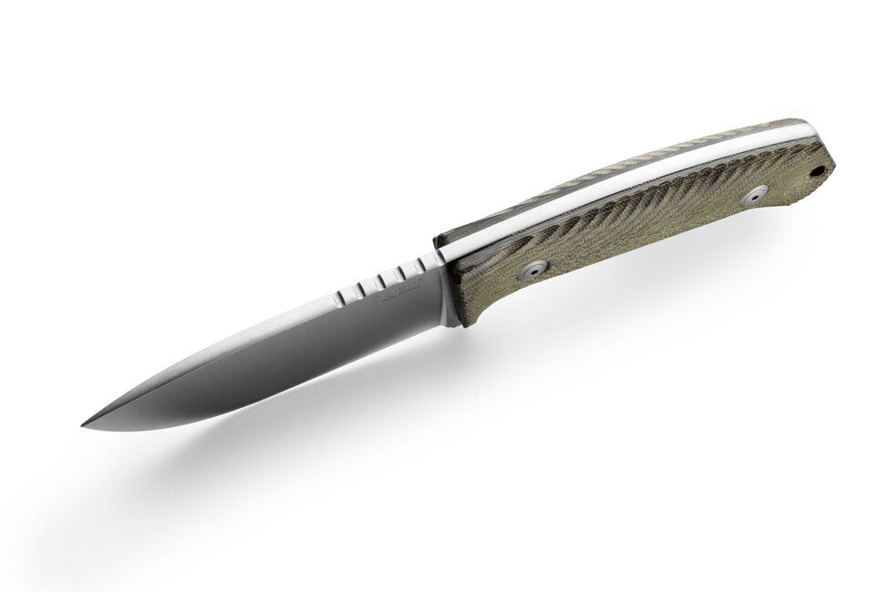 Lionsteel M3 lovska bodala s ročajem iz zelenega platna CVG