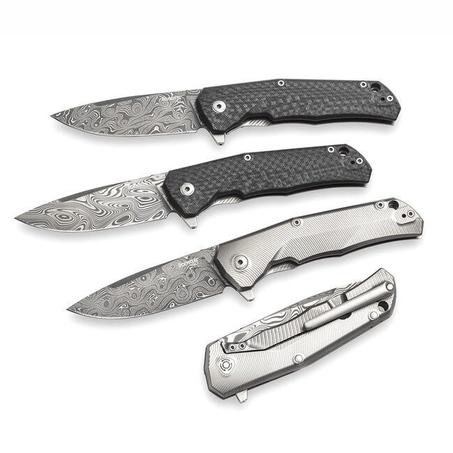 Lionsteel TRE DR GY πολύ ανθεκτικό μαχαίρι τσέπης με λάμα από δαμασκηνή χάλυβα