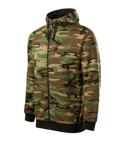 Malfini Camo Zipper pulover 300 m², rjava kamuflaža
