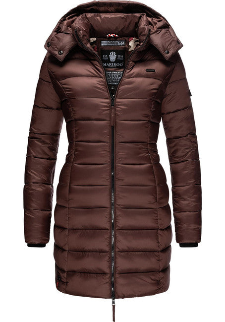Marikoo ABENDSTERNCHEN women's quilted coat with hood, brown (chocolate)