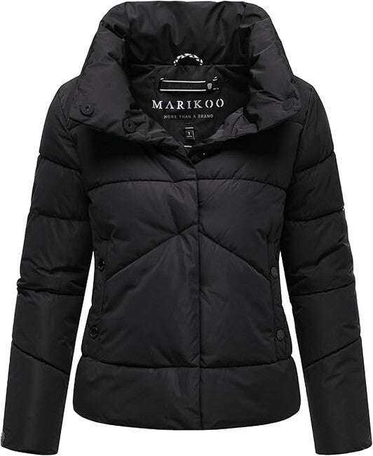Marikoo Jalliaa Women's Short Winter Jacket with High Collar, Black
