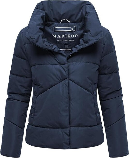 Marikoo Jalliaa Women's Short Winter Jacket with High Collar, Navy Blue