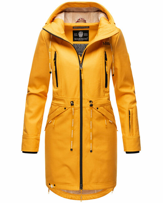Marikoo Racquelle softshell jakna ženski s kapuco, amber yellow