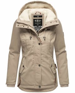 Marikoo Bikoo women's winter parka with hood, Light taupe