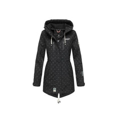 Marikoo ZIMTZICKE P ženska zimska softshell jakna s kapuco, črna pikasta