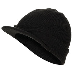 MFH Jeep Knit Beanie with Visor, Black