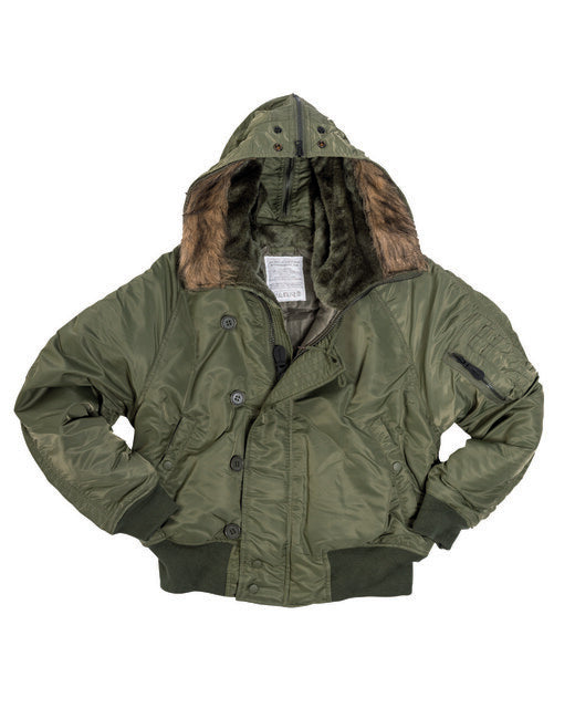 Mil-Tec N-2B BASIC Pilot Jacket with Hood, Olive