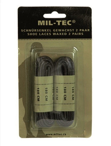 Mil-Tec Co voskirane sznurke v čevljem, črne, 140cm