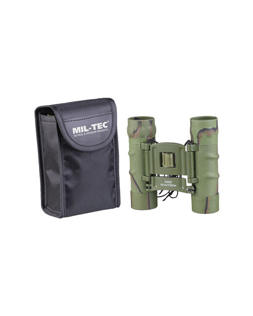 Mil-Tec 10x25 GEN II daljnogled s prhljasto površino in tokom, gozdni vzorec