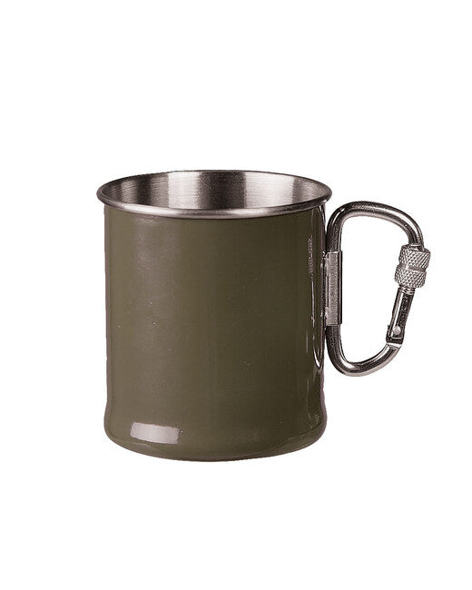 Mil-Tec Stainless Steel Mug 250ml with Carabiner, Olive