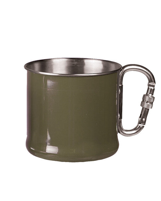 Mil-Tec Stainless Steel Mug 500ml with Carabiner, Olive