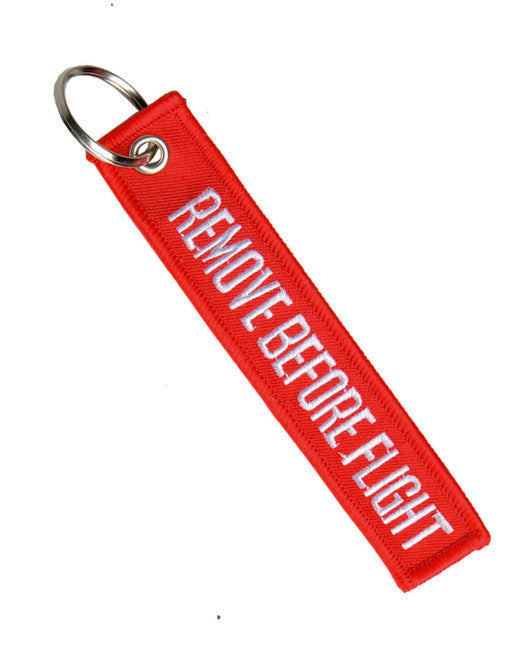 Mil-Tec "REMOVE BEFORE FLIGHT" ključavnica, rdeča