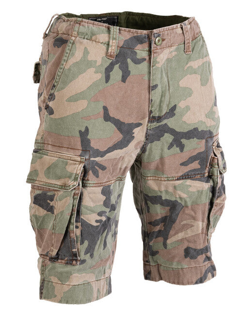 Mil-Tec VINTAGE kratke hlače bombažne prepranih, Woodland